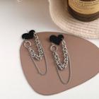 Heart Chain Alloy Dangle Earring 1 Pair - S925 Silver - Black - One Size