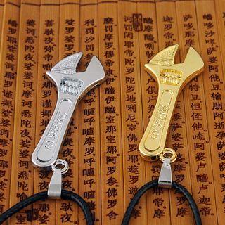 Wrench Alloy Pendant Leather Cord Necklace
