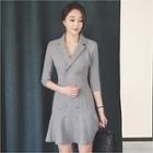 Double-breasted Ruffle-hem Dress