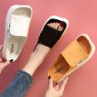 Square-toe Adhesive Strap Platform Slide Sandals