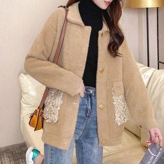 Pocket Detail Fluffy Jacket
