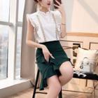 Set: Ruffle Sleeveless Top + Ruffle A-line Skirt