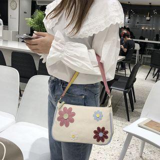 Floral Applique Canvas Crossbody Bag One Size - One Size