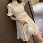 Short-sleeve Mini Lace A-line Qipao