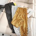 Dot Gathered Cuff Cropped Harem Pants