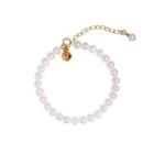 Fashion And Simple Plated Gold Bell Freshwater Pearl Beaded Bracelet Golden - One Size