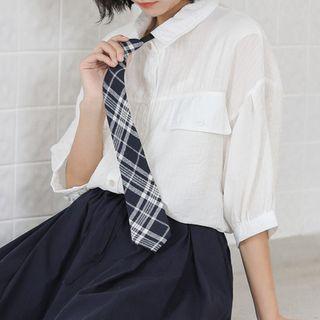 Elbow-sleeve Shirt White - One Size