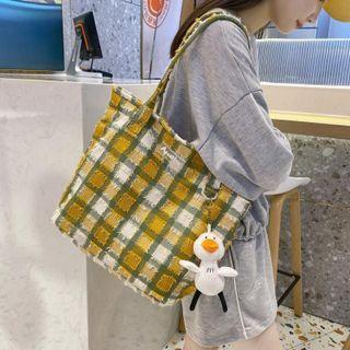 Plaid Tote Bag / Charm / Set