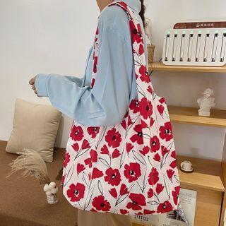 Floral Print Cotton Blend Tote Bag