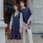 Long-sleeve Stripe-panel Shirt / Mermaid Dress