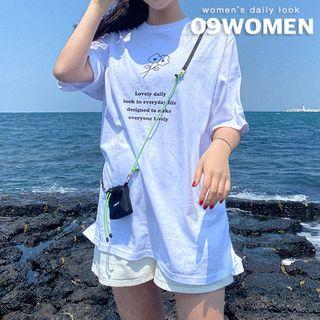 Plus Size Bunny Print Longline T-shirt