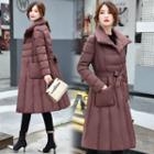 Tie-waist Buttoned Padded Coat