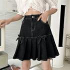 High-waist Bow Pleated Mini Skirt