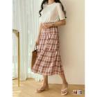 Plaid Long Tiered Skirt