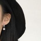 Faux Pearl Earring E006 - 1 Pair - 0.8cm - Silver - One Size