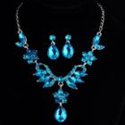 Set: Rhinestone Pendant Necklace + Dangle Earring