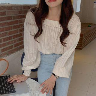 Ruffled Crinkle Blouse Ivory White - One Size