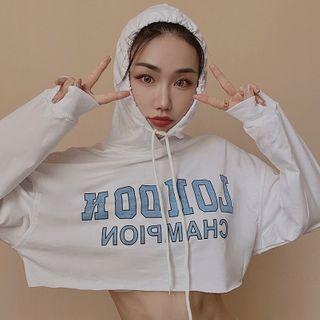 Cropped Loose-fit Hooded Sports T-shirt