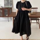 Puff Sleeve Frilled Maxi Dress