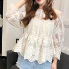 Puff-sleeve Lace Top Off-white - One Size