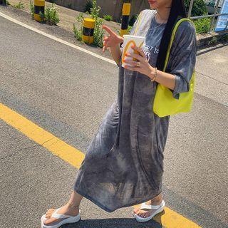 Letter-printed Tie-dye T-shirt Dress