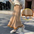 Ruffle Trim Knit Midi Skirt