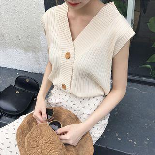 V-neck Plain Knit Vest