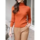 High-neck Slim Rib-knit Top