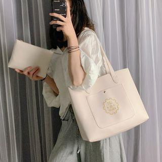 Set: Embroidered Tote Bag + Pouch