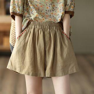Cross Embroidered Shorts