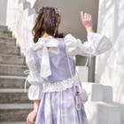 Bell-sleeve Blouse / Vest / Plaid A-line Skirt
