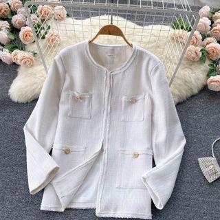 Round-neck Pocket Long-sleeve Jacket