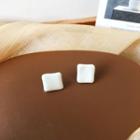 Square Glaze Earring 1 Pair - White - One Size