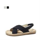 Linen Blend Cross-strap Sandals