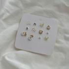 6 Pair Set: Faux Pearl / Alloy Earring (various Designs) Set Of 6 Pairs - 925 Silver Needle - Gold & Silver - One Size