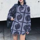 Patterned Shirt Jacket As Shown In Figure - One Size