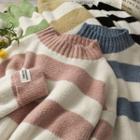 Striped Loose-fit Mock-neck Sweater In 5 Colors
