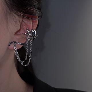 Rose Layered Chain Alloy Cuff Earring 1 Pc - Left - Silver - One Size