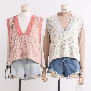 Loose-fit Colorblock Knit Vest