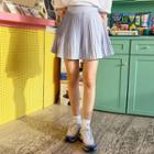 Band-waist Pleated Miniskirt