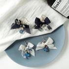 Fabric Bow & Bead Dangle Earring