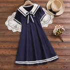 Bow Sailor Collar Midi A-line Dress