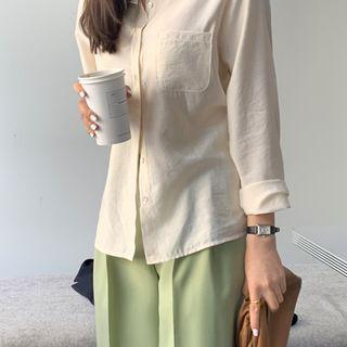 Pocket-detail Blouse Ivory - One Size