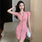 Short-sleeve Polo Collar Plain Slim-fit Dress