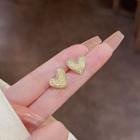 Heart Rhinestone Alloy Earring E5253 - 1 Pair - Gold - One Size