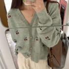 Knitted V-neck Embroidered Sweater