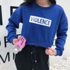 Letter Cropped Long-sleeve Sweatshirt