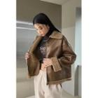Patched Faux-shearling Jacket Brown - One Size