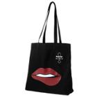 Yazbukey Red Lips Canvas Tote Black