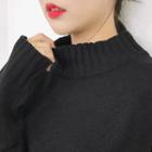 Mock-neck Colored Loose-fit Sweater